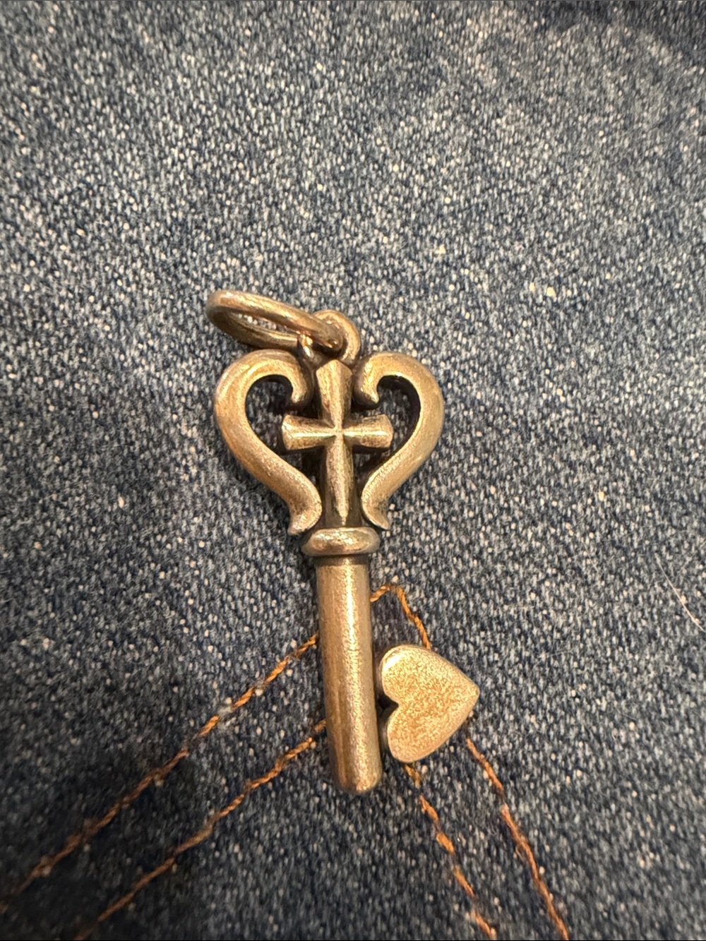 James Avery key cross heart pendant/charm. Sterling. Retired